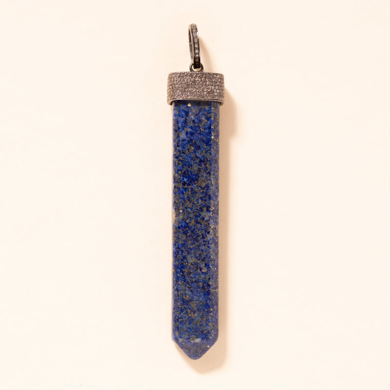 long pointed lapis pendant 