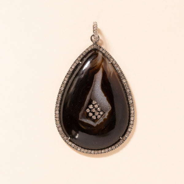 druzy cabochon diamond pendant 