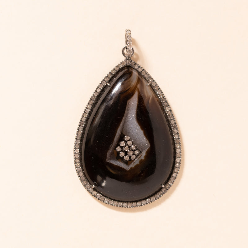 druzy cabochon diamond pendant 