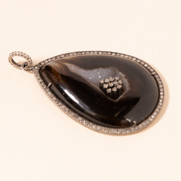 druzy cabochon diamond pendant 