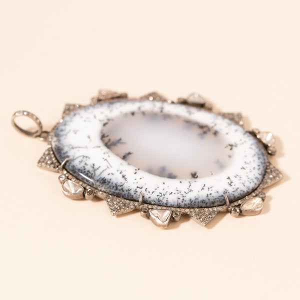 oval natural agate slice pendant 