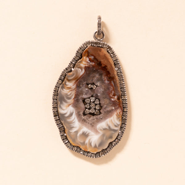 druzy pendant with diamonds 