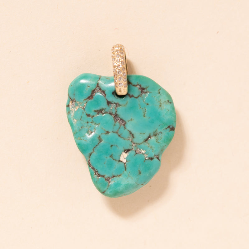 rough turquoise with gold link pendant 