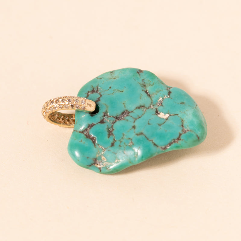 rough turquoise with gold link pendant 