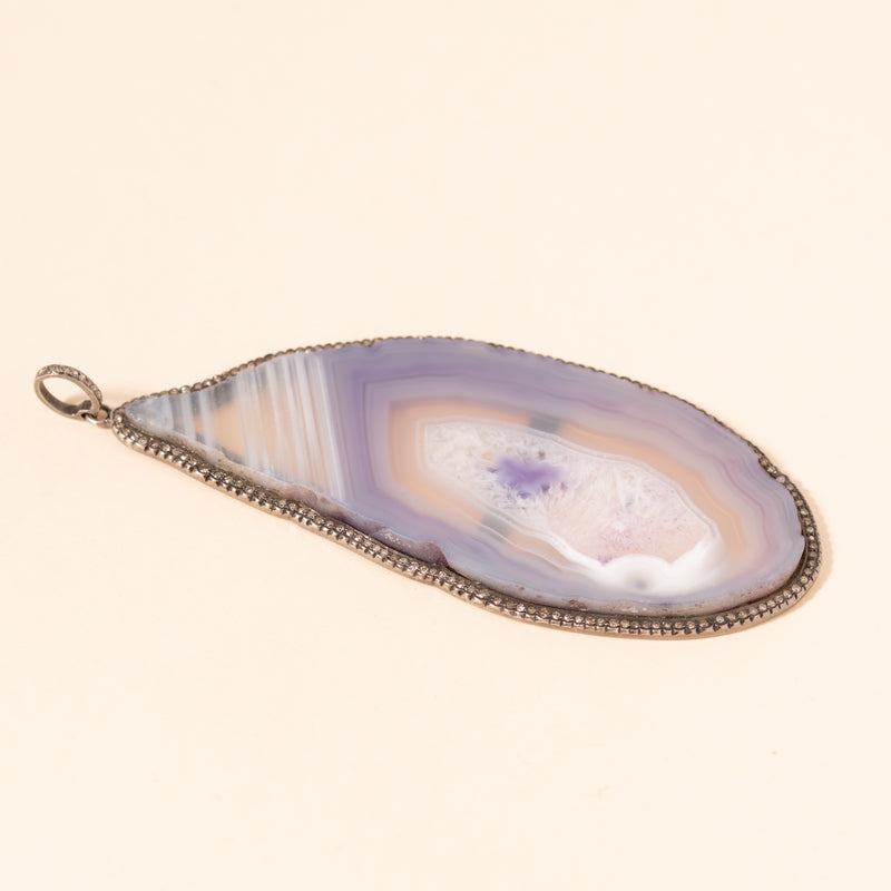 purple agate slice pendant 