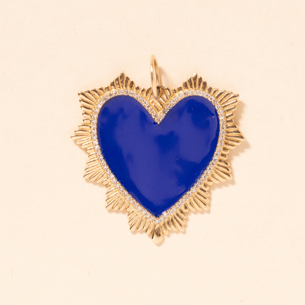 blue enamel sacred heart pendant 