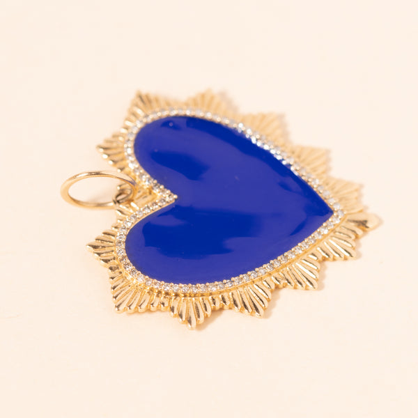 blue enamel sacred heart pendant 