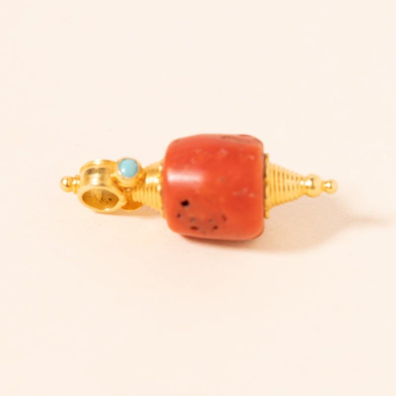 indian coral and turquoise pendant 