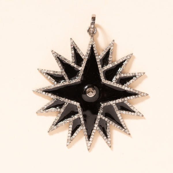 layered black enamel star pendant 