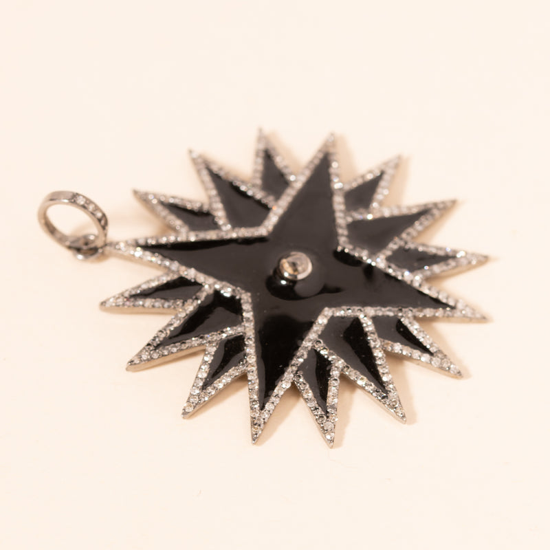 layered black enamel star pendant 