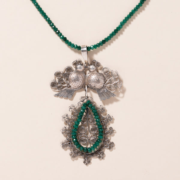 green agate silver Oaxacan necklace