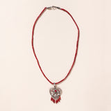 Corazon coral palito Oaxacan silver necklace