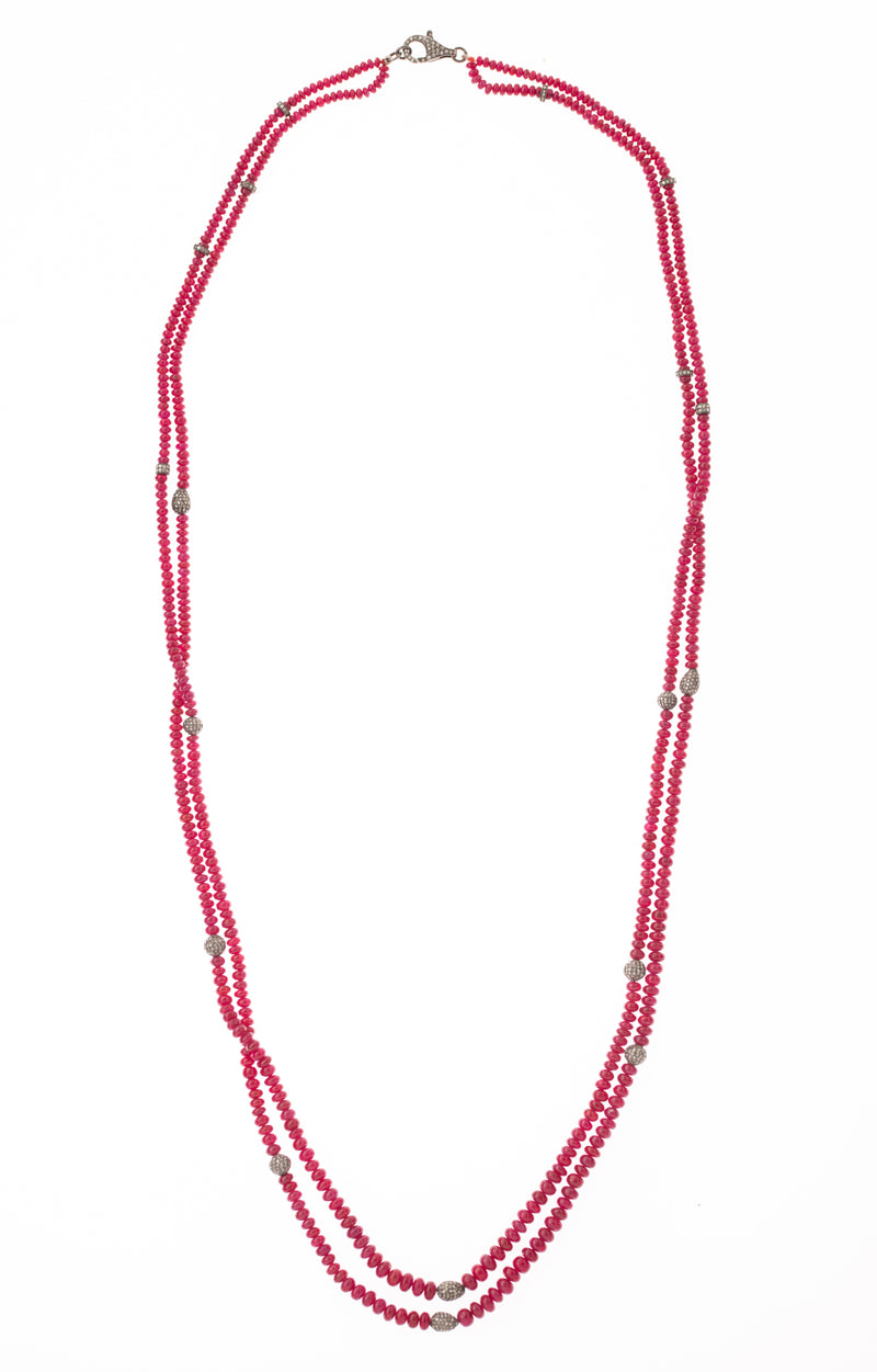 ruby and diamond double strand necklace
