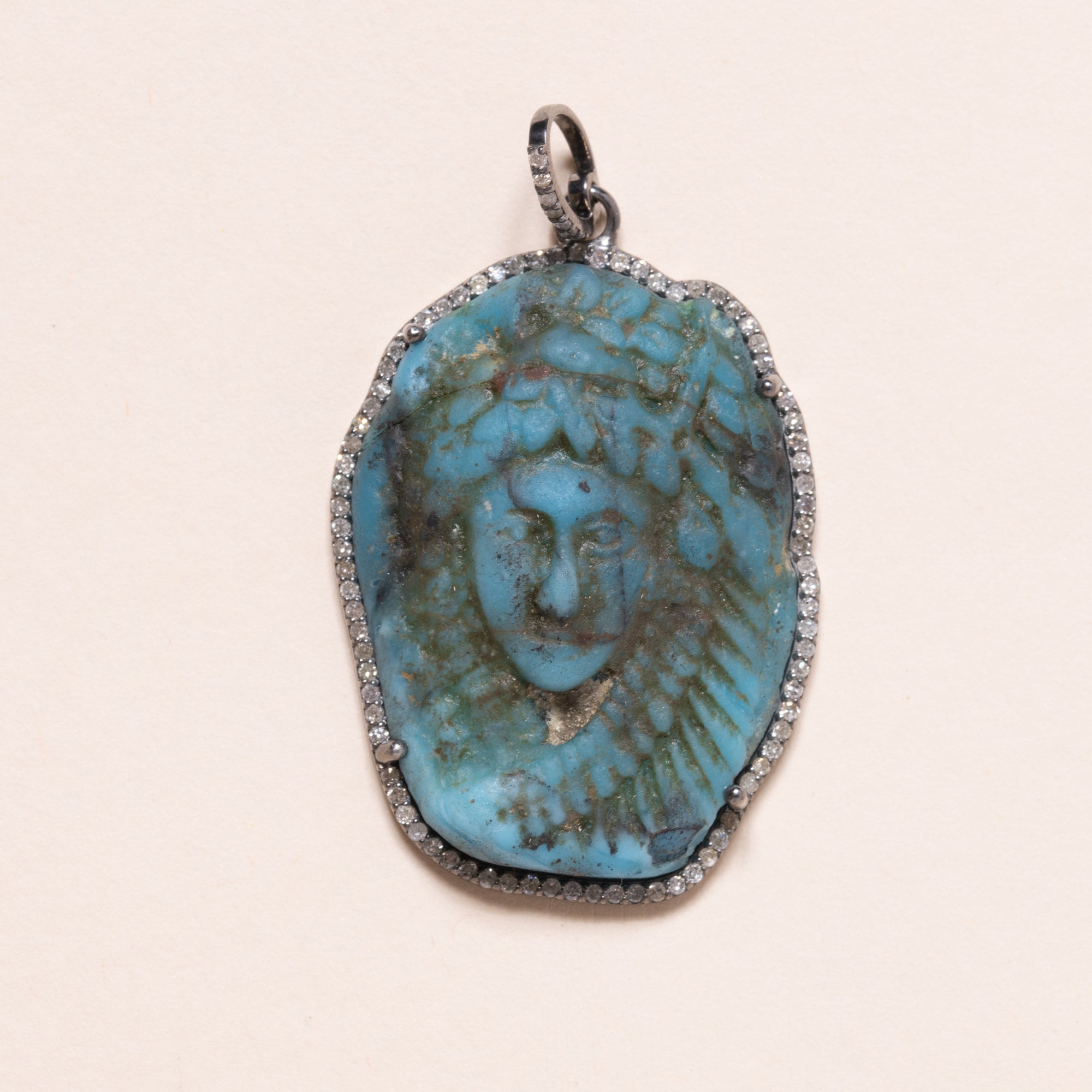 blue jasper turquoise face pendant 