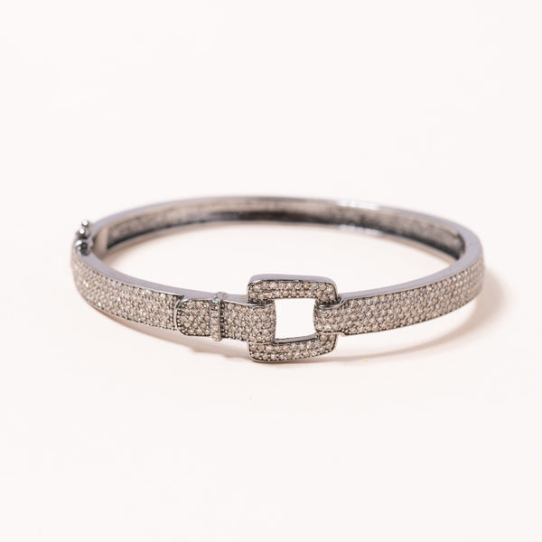 Pave Buckle Silver Bracelet