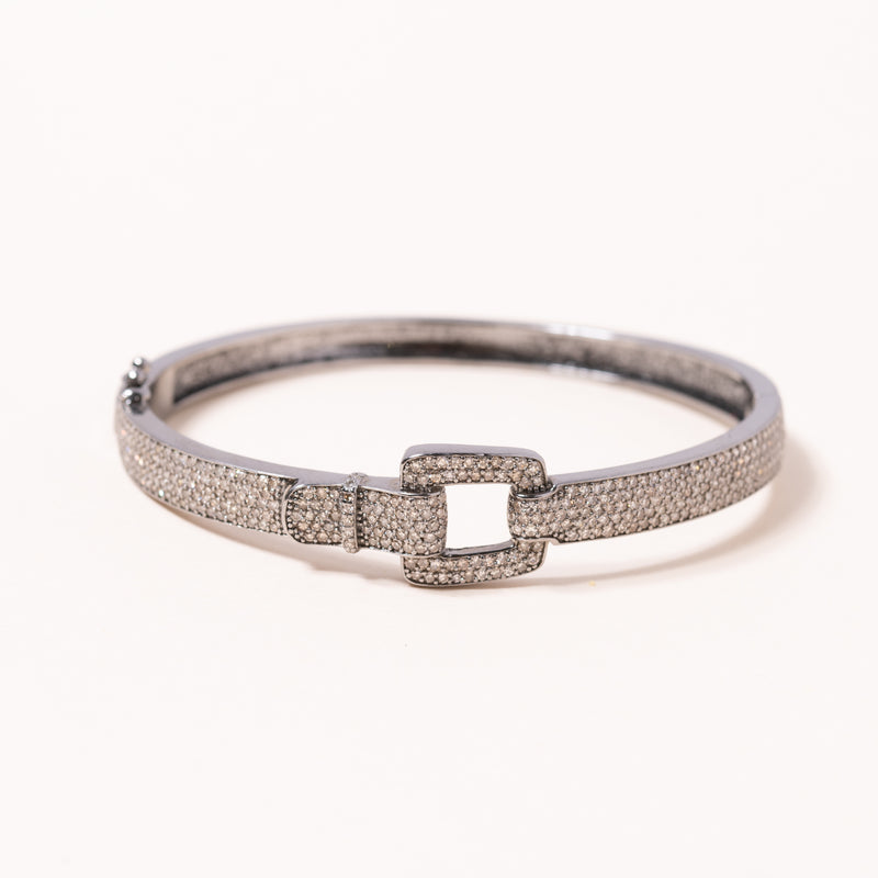 Pave Buckle Silver Bracelet