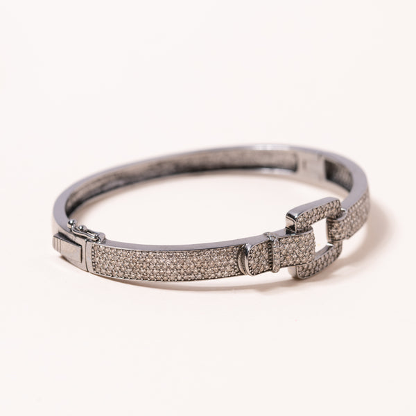 Pave Buckle Silver Bracelet