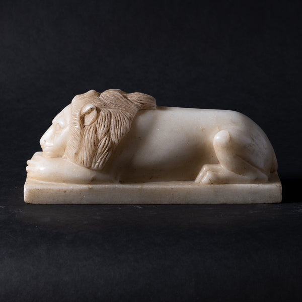 Marble Pair of Sleeping Lions