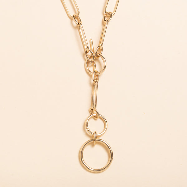 hollow gold adjustable length chain necklace