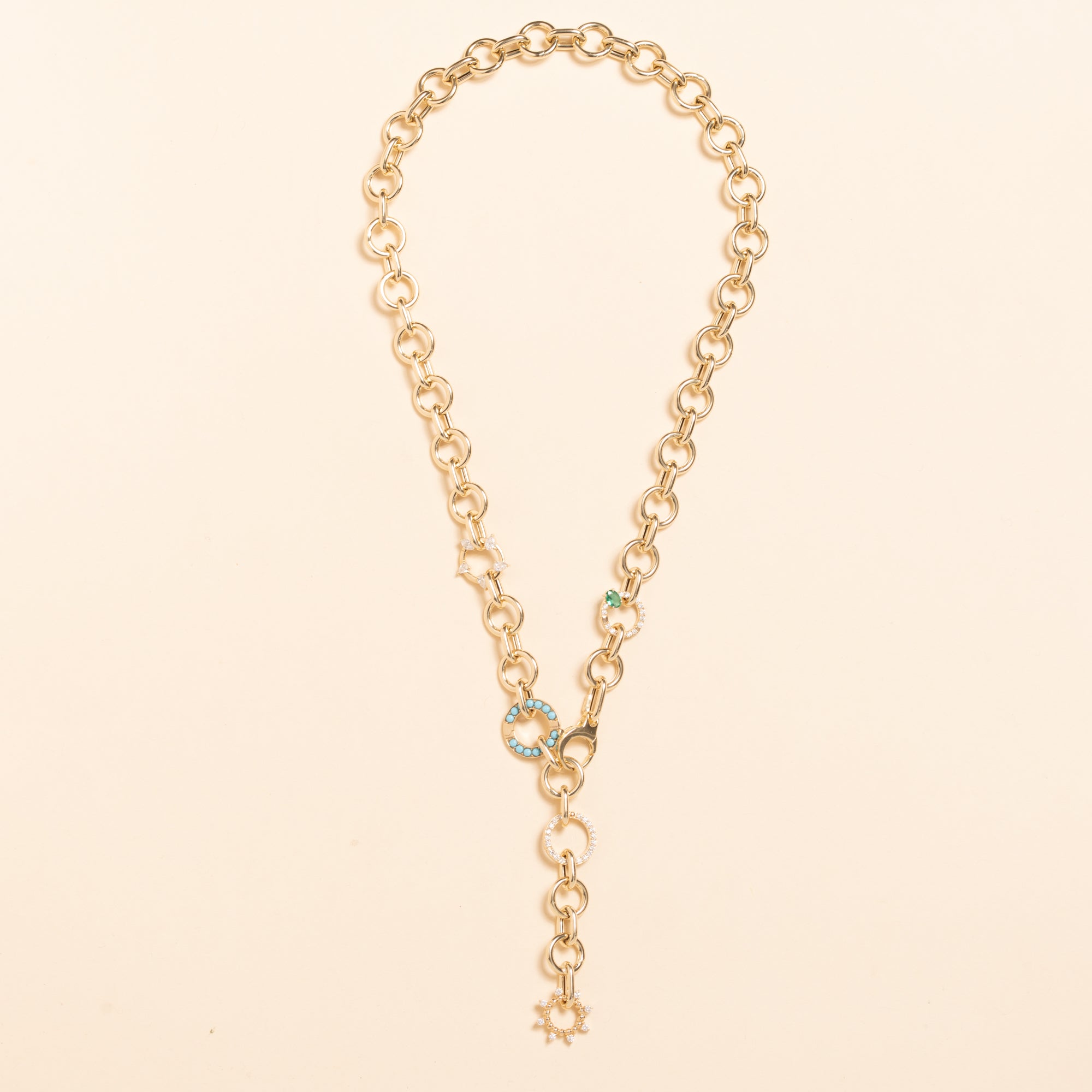 20" round hollow gold link adjustable necklace 