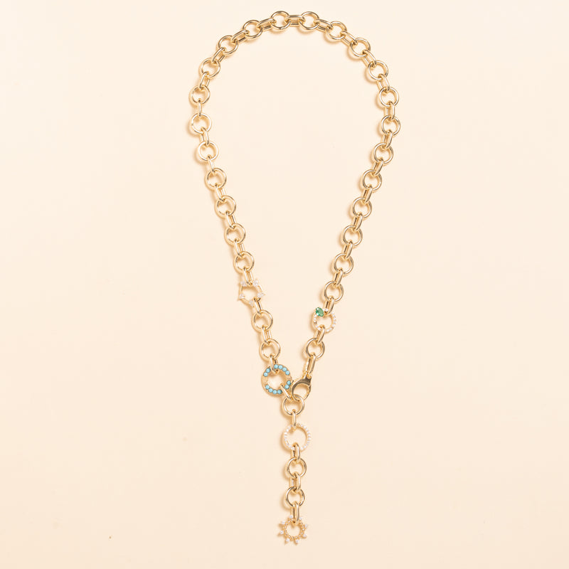 20" round hollow gold link adjustable necklace 