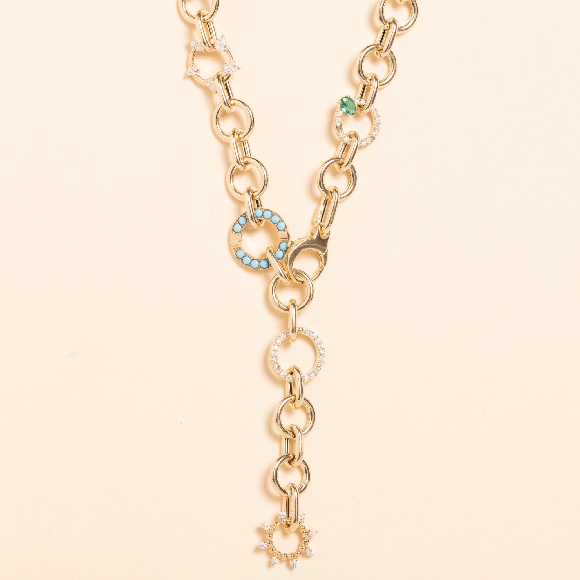 20" round hollow gold link adjustable necklace 