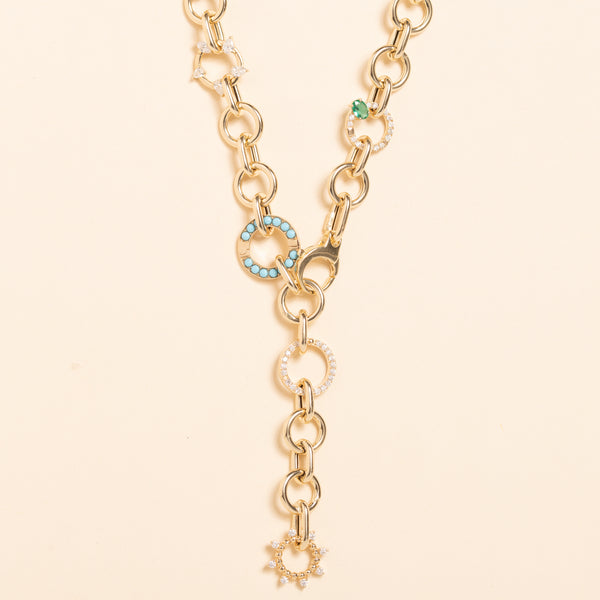 20" round hollow gold link adjustable necklace 