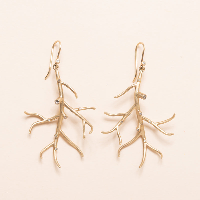 medium branch earrings with diamonds Hannah Blount 