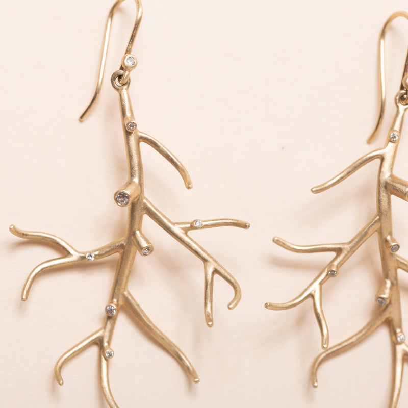medium branch earrings with diamonds Hannah Blount 