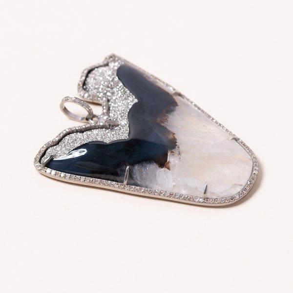 Abstract Silver Druzy Pendant