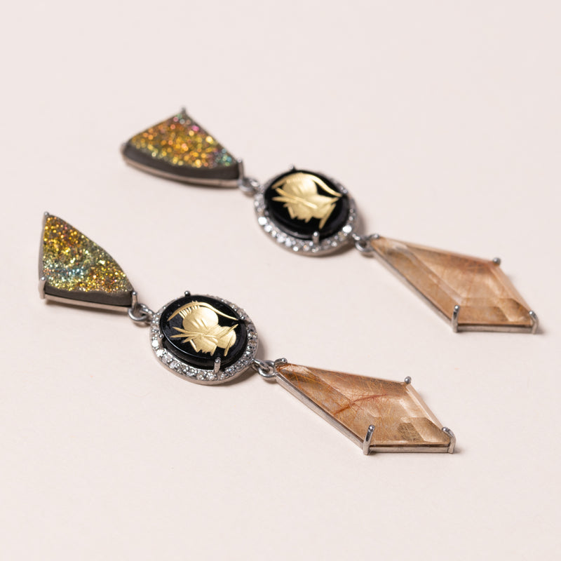 Russian Rainbow Pyrite Earrings