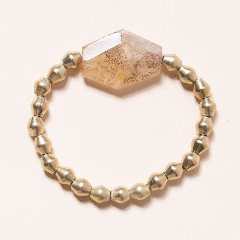 Brass and Dendritic Agate Bloom Bracelet