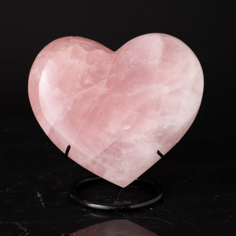 Grande Rose Quartz Heart on Stand