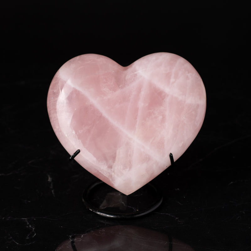 Grande Rose Quartz Heart on Stand