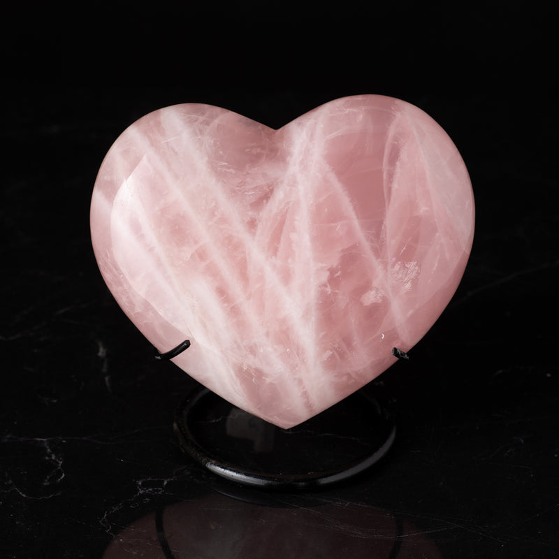 Grande Rose Quartz Heart on Stand