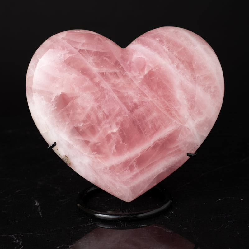 Grande Rose Quartz Heart on Stand