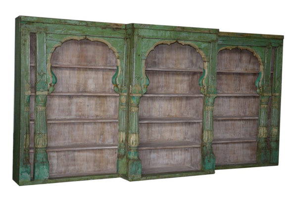 Green Wooden Arch Bookshelf