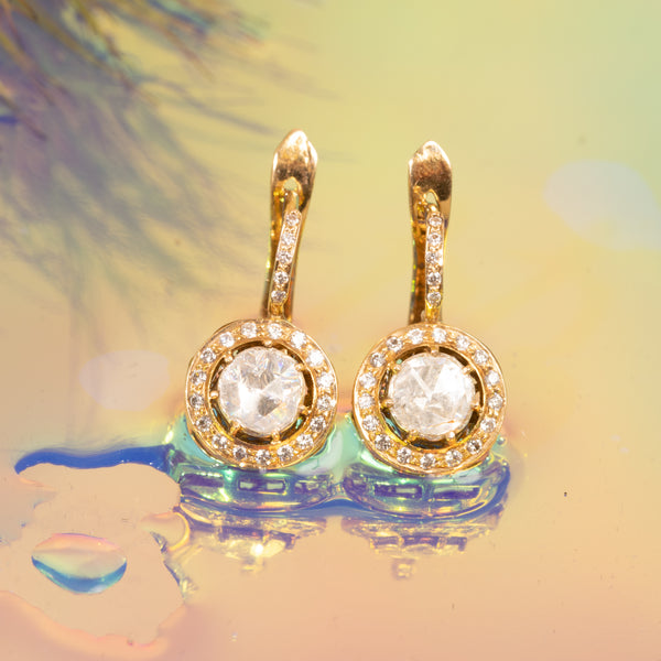Rose Cut Diamond Dangle Earrings