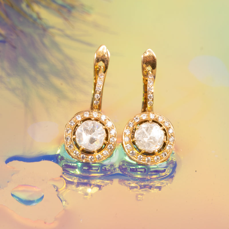 Rose Cut Diamond Dangle Earrings