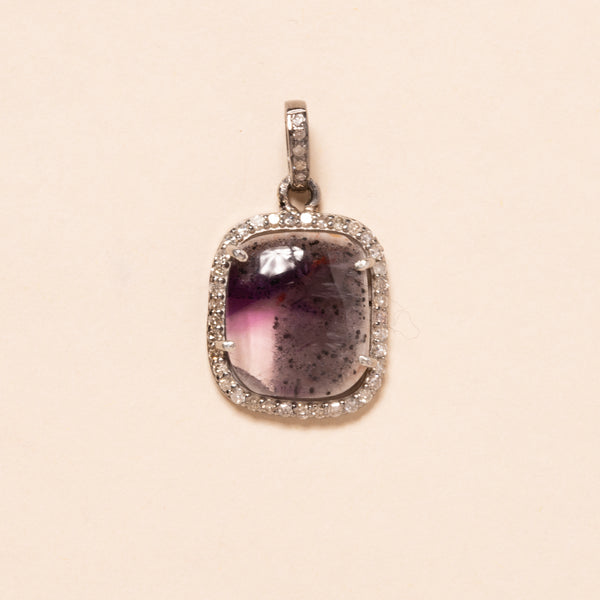 petite amethyst silver and diamonds pendant