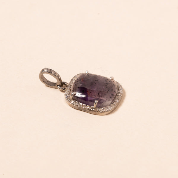 petite amethyst silver and diamonds pendant