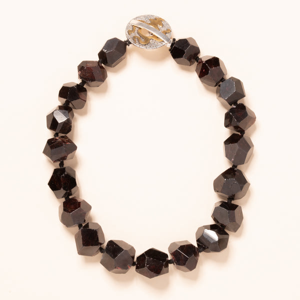 big garnet and mixed metal clasp necklace 