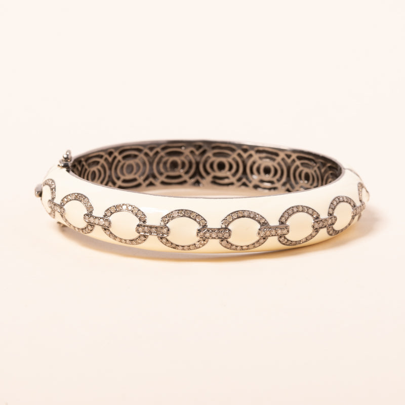 Diamond Links in White Enamel Bracelet