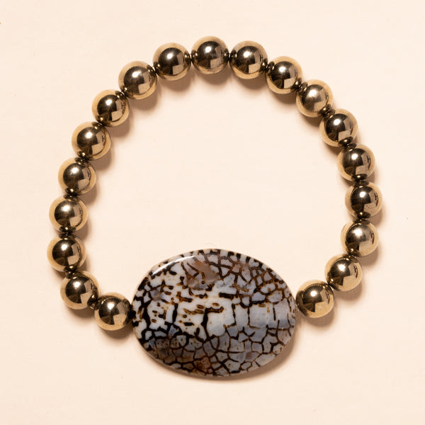Pyrite with Agate slice Bloom Bracelet