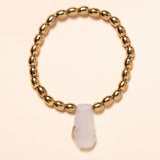 African Brass with Blue Calcedony Bead Bloom Bracelet