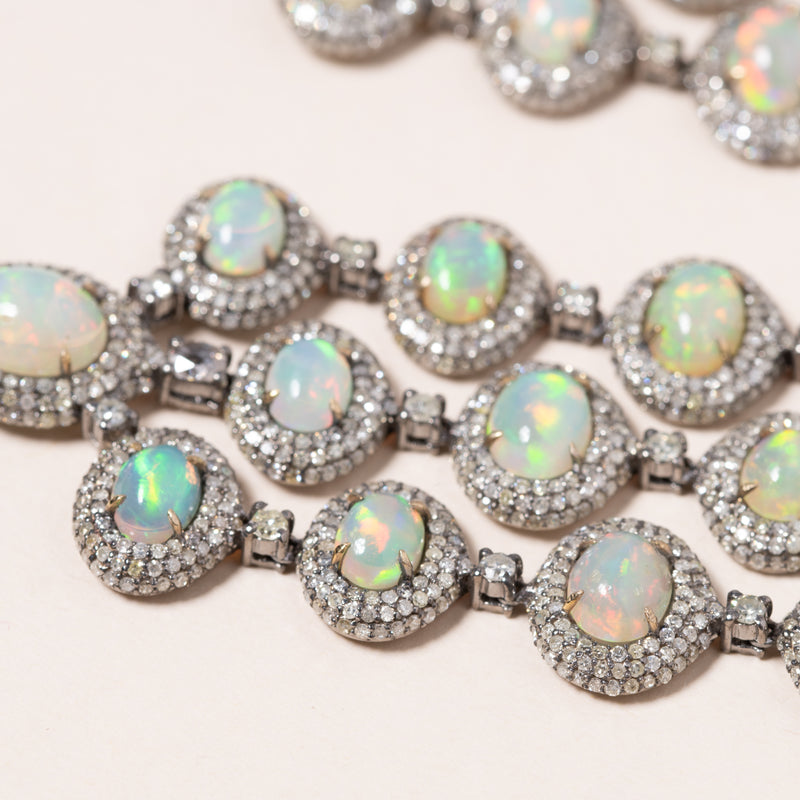 opals and diamonds drop chandelier earrings 