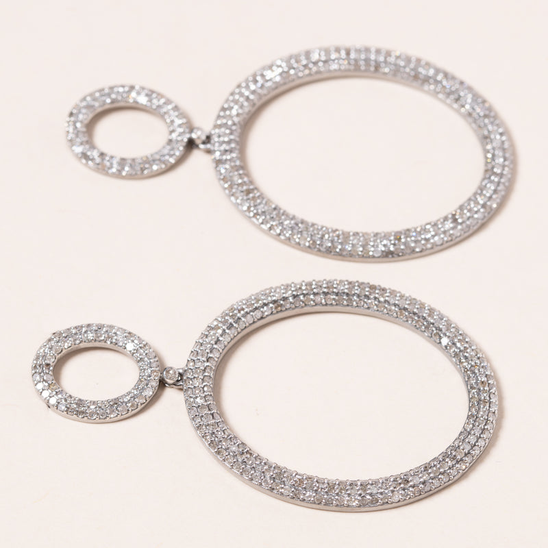 Pave Diamonds Circle Earrings