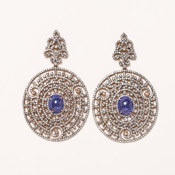 Tanzanite & Pave Diamond Earrings