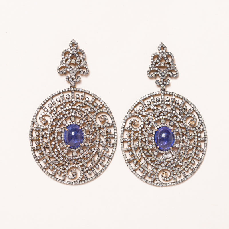Tanzanite & Pave Diamond Earrings