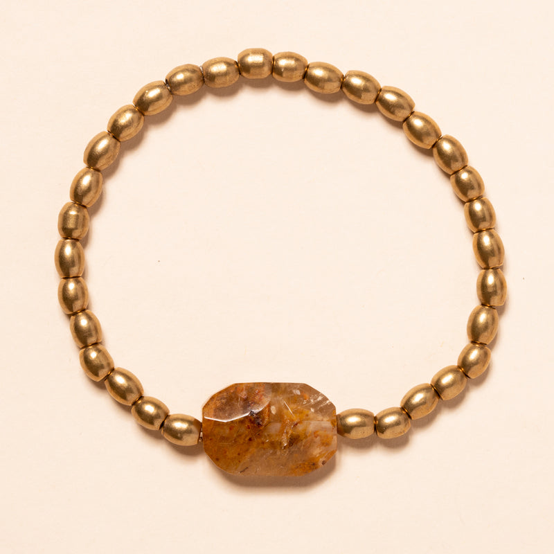Hematoid Quartz with African Brass Beads Bloom Bracelet